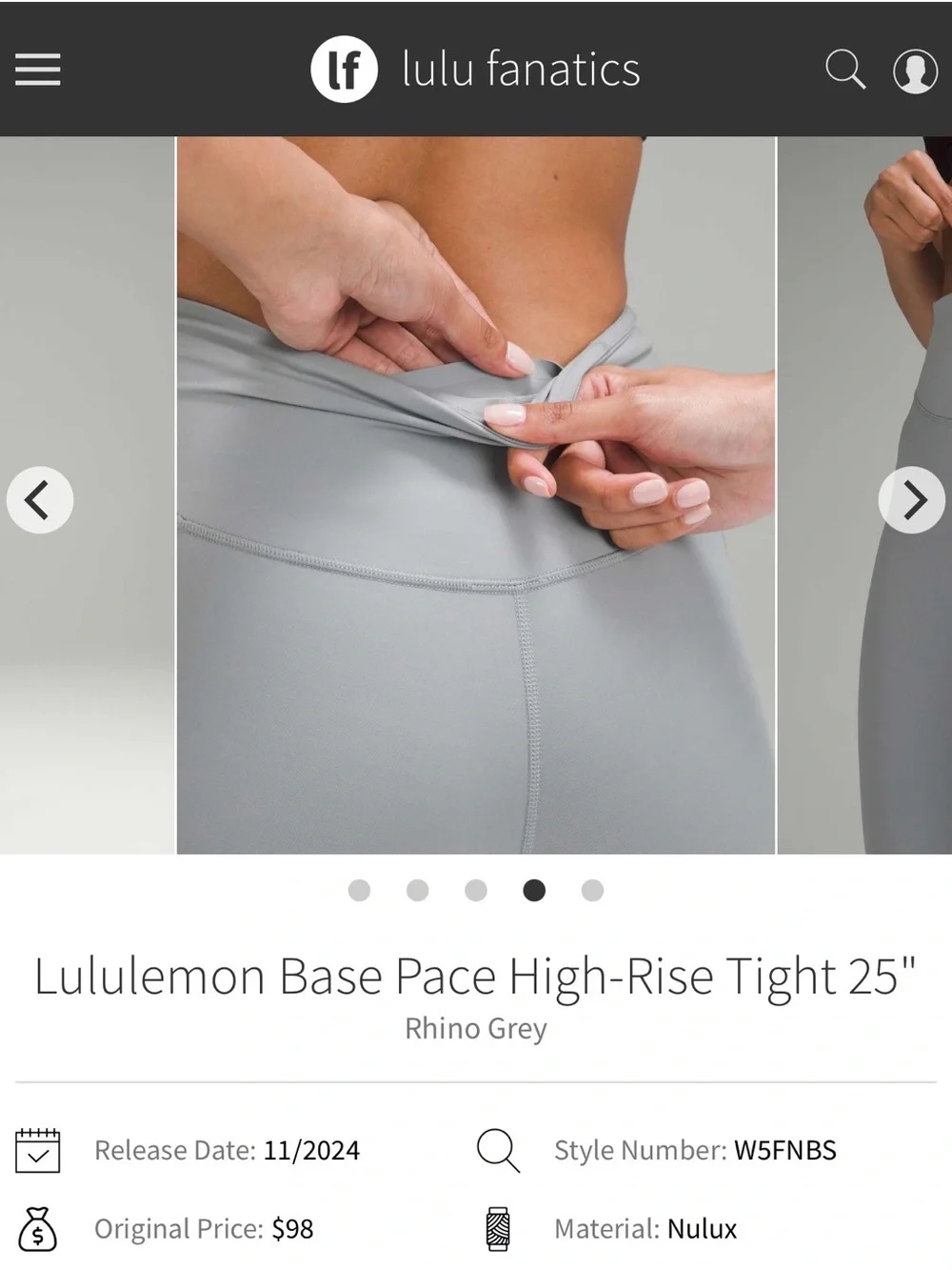 NWT Lululemon Base Pace High-Rise Tight Leggings 25
